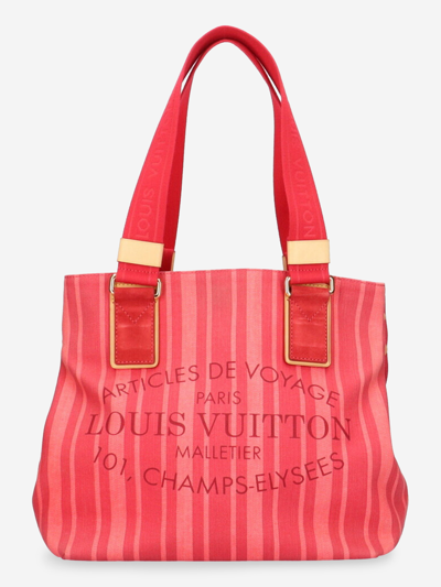 Louis Vuitton city guide red tote cotton canvas