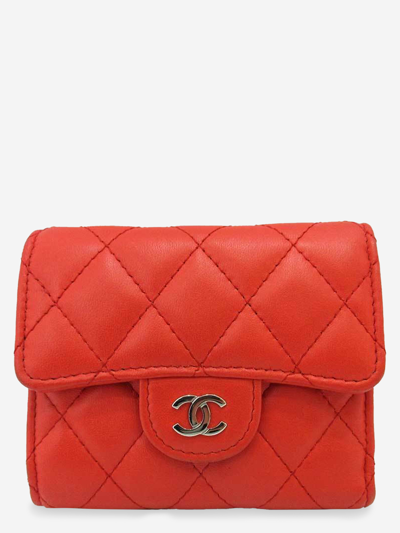 Pre-owned Chanel Leather Wallet In Orange