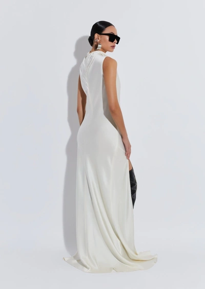 Shop Lapointe Satin Drape Neck Sleeveless Gown In 14