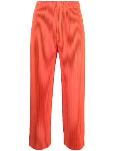 Shop Issey Miyake Orange Monthly Colors August Plissé Trousers
