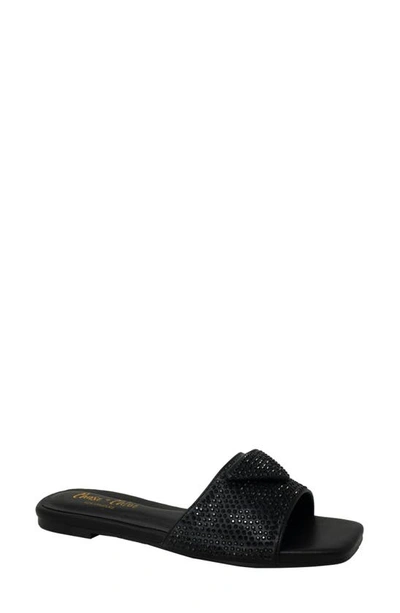 Shop Chase & Chloe Rhinestone Slide Sandal In Black