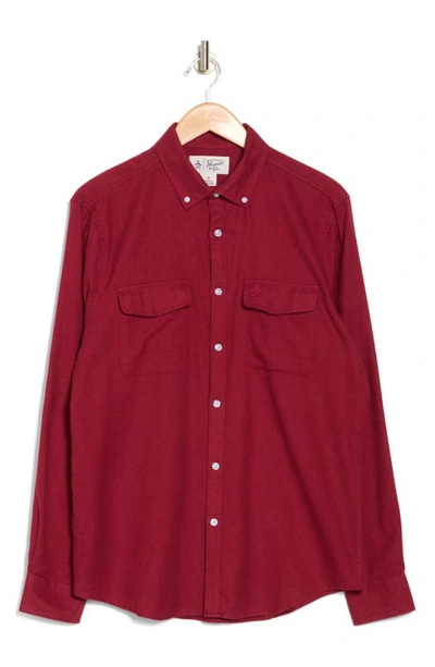 Shop Original Penguin Jasper Chest Flap Pocket Flannel Shirt In Red Dahlia