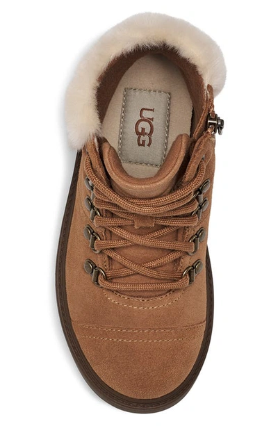 Shop Ugg Kids' Azell Faux Fur Waterproof Hiker Boot In Chestnut Suede