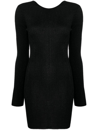 Shop Gcds Short Dress With Logo Plaque In Black