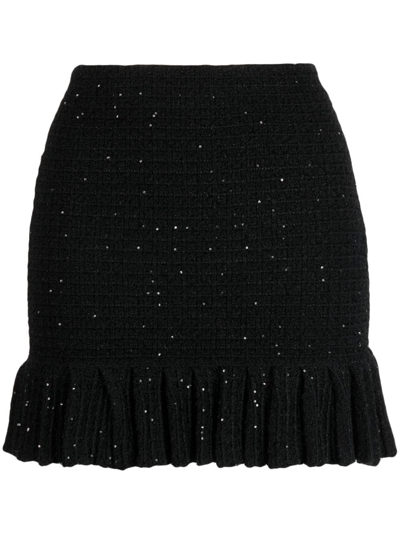 Shop Self-portrait Skirt With Sequins In Black