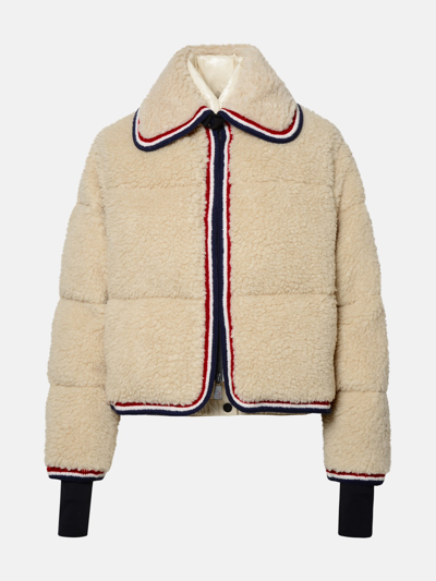 Shop Moncler 'eterlou' Ivory Wool Blend Jacket In Cream