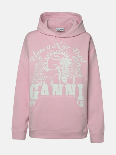 Shop Ganni Rose Cotton Sweatshirt In Pink