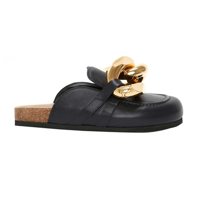 Shop Jw Anderson Chain Loafer Leather Mules In Navy