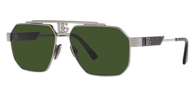 Shop Dolce & Gabbana Dolce And Gabbana Dark Green Navigator Men's Sunglasses Dg2294 04/71 59 In Dark / Green / Gun Metal / Gunmetal