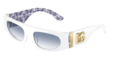 Shop Dolce & Gabbana Dolce And Gabbana Light Blue Gradient Browline Ladies Sunglasses Dg4411 337119 54 In Blue / White