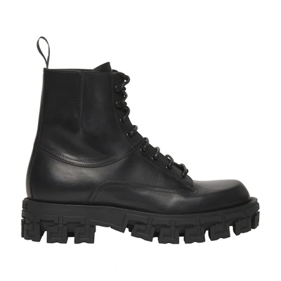 Shop Versace Lace-up Boots In 1b000_black