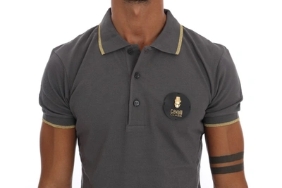 Shop Roberto Cavalli Elegant Grey Cotton Polo Men's Shirt In Gray