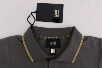 Shop Roberto Cavalli Elegant Grey Cotton Polo Men's Shirt In Gray
