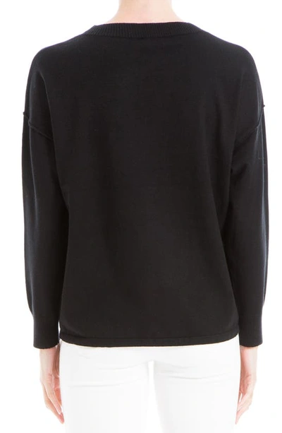 Max Studio Drawstring Hem Pullover Sweater In Black