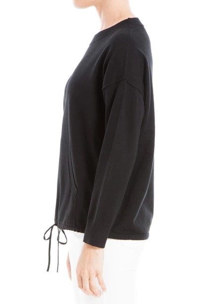 Max Studio Drawstring Hem Pullover Sweater In Black