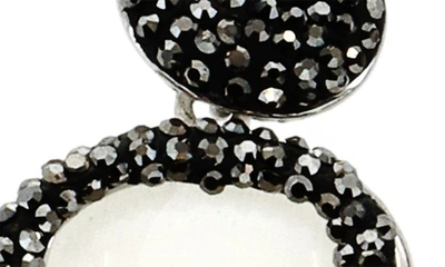 Shop Panacea Pavé Crystal Mother-of-pearl Drop Earrings In Hematite