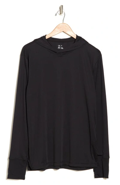 Shop Z By Zella Gridline Baselayer Long Sleeve Hooded T-shirt In Black