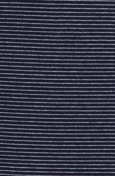 Shop Nordstrom Kids' Rib Shoulder Ruffle Long Sleeve T-shirt In Navy Peacoat Jesse Stripe