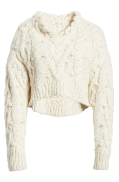 Shop Loveshackfancy Galiona Alpaca Blend Crop Sweater In Snow