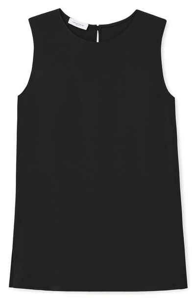 Shop Lafayette 148 Adela Sleeveless Stretch Silk Blouse In Black