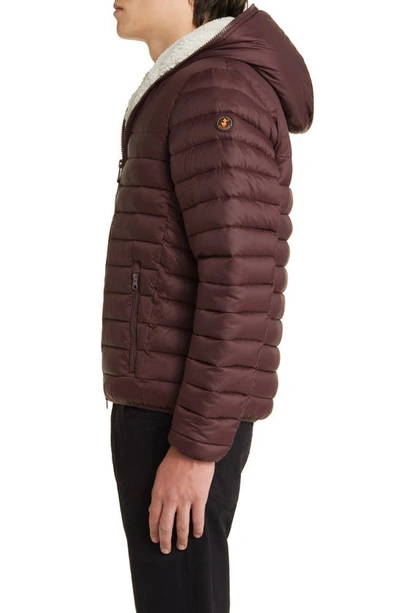 Shop Save The Duck Morus Water Resistant Hooded Puffer Jacket In Burgundy Black
