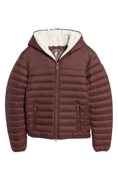 Shop Save The Duck Morus Water Resistant Hooded Puffer Jacket In Burgundy Black
