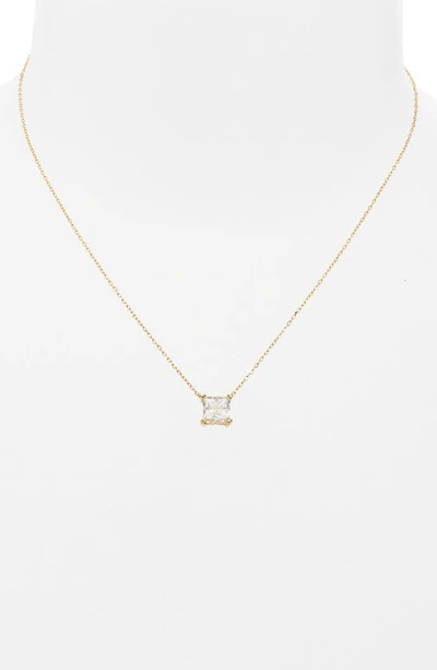 Shop Nordstrom Princess Cut Cubic Zirconia Pendant Necklace In 14k Gold Plated