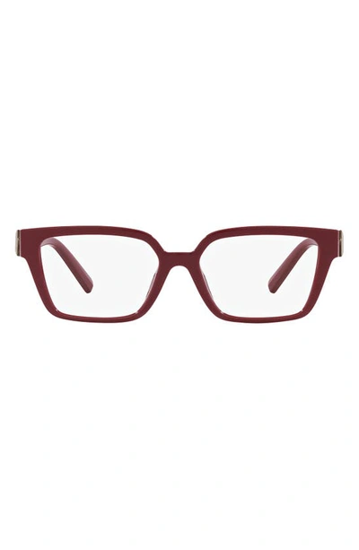 Shop Tiffany & Co 53mm Rectangular Optical Glasses In Dark Red
