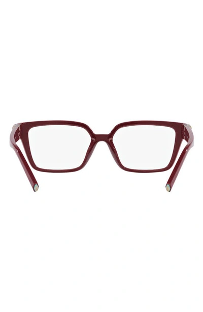 Shop Tiffany & Co 53mm Rectangular Optical Glasses In Dark Red
