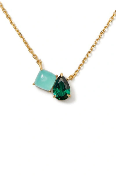 Shop Kate Spade Two Crystal Pendant Necklace In Green Multi.