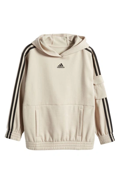 Shop Adidas Originals Kids' 3-stripe Cargo Hoodie In Wonder Beige