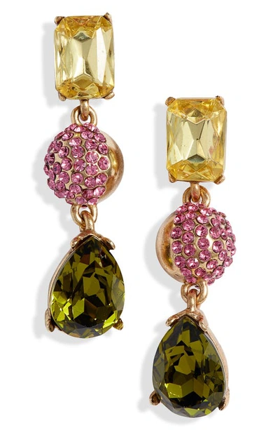 Shop Oscar De La Renta Crystal Drop Earrings In Fern Multi