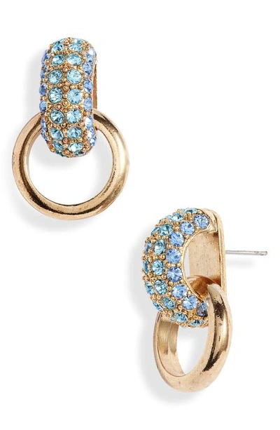 Shop Oscar De La Renta Pavé Crystal Bull Horn Link Earrings In Aquamarine