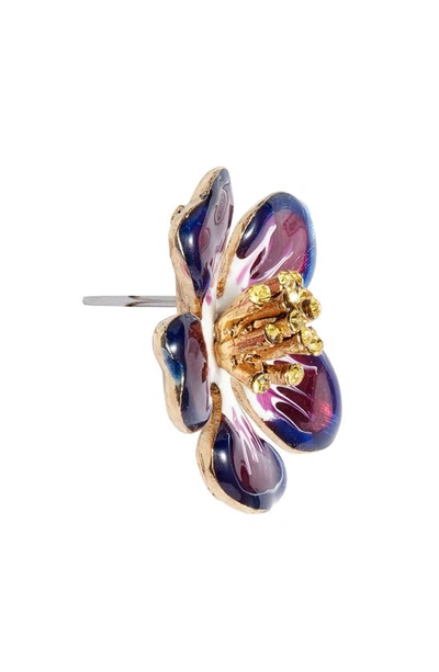 Shop Oscar De La Renta Flower Stud Earrings In Purple