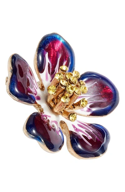 Shop Oscar De La Renta Flower Stud Earrings In Purple