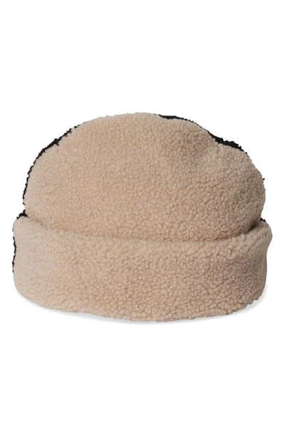 Shop Brixton Ginsburg Colorblock High Pile Fleece Hat In Black/ Oatmeal