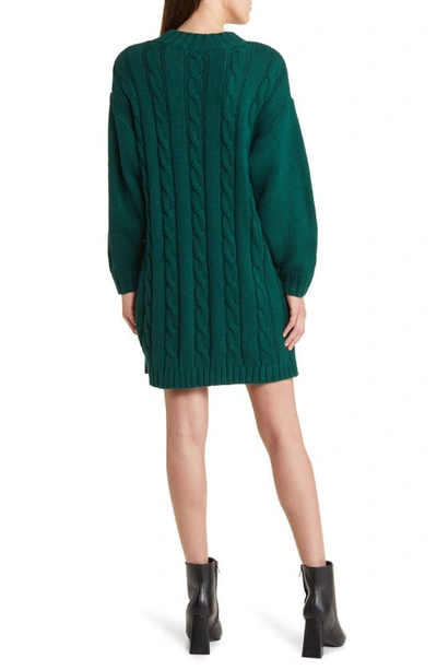 Shop Lost + Wander Staycation Cable Stitch Long Sleeve Sweater Dress In Calla Green