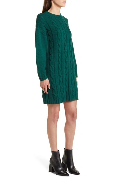 Shop Lost + Wander Staycation Cable Stitch Long Sleeve Sweater Dress In Calla Green
