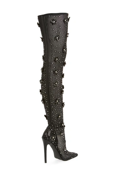 Azalea Wang Marlowe Embellished Over The Knee Boot In Black