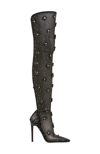 Azalea Wang Marlowe Embellished Over The Knee Boot In Black
