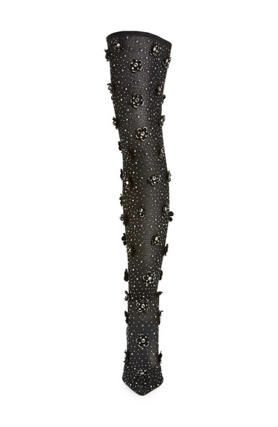 Azalea Wang Marlowe Embellished Over The Knee Boot In Black