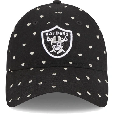 Shop New Era Girls Youth   Black Las Vegas Raiders Hearts 9twenty Adjustable Hat