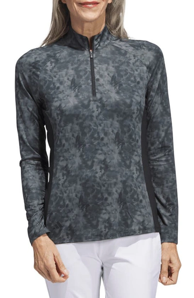 Shop Adidas Golf Essentials Half Zip Golf Shirt In Grey Black