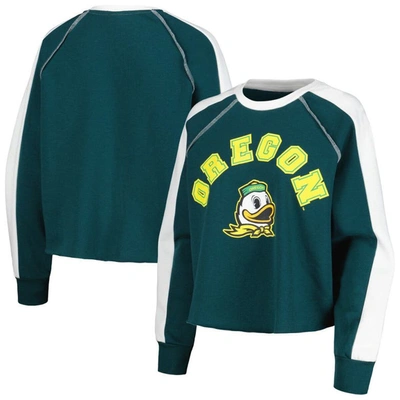 Shop Gameday Couture Green Oregon Ducks Blindside Raglan Cropped Pullover Sweatshirt