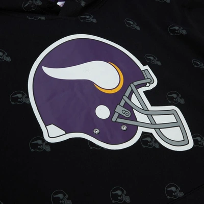 Shop Mitchell & Ness Black Minnesota Vikings Allover Print Fleece Pullover Hoodie