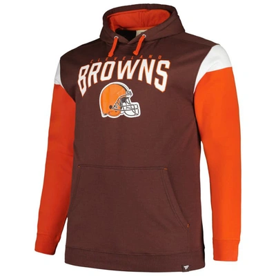 Shop Profile Brown Cleveland Browns Big & Tall Trench Battle Pullover Hoodie
