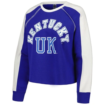 Shop Gameday Couture Royal Kentucky Wildcats Blindside Raglan Cropped Pullover Sweatshirt