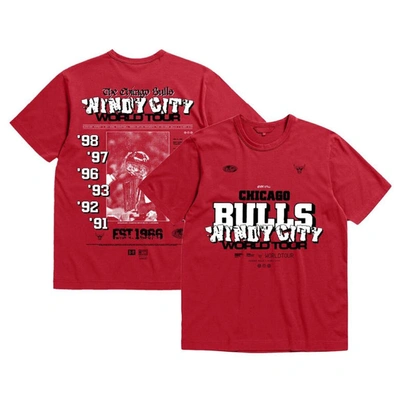 Shop Bleacher Report Unisex  X Mitchell & Ness Red Chicago Bulls World Tour T-shirt