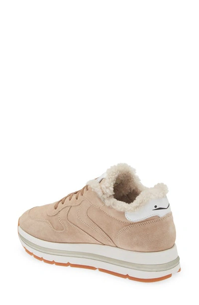 Shop Voile Blanche Maran Genuine Shearling & Suede Sneaker In Beige