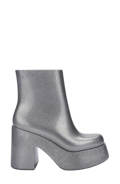 Shop Melissa Nubia Ii Platform Bootie In Glitter Clear Silver